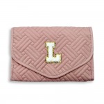 Wholesale quilted Foldable Jewelry Organizer Chenille Initial Glitter Patch Snap