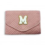 Wholesale quilted Foldable Jewelry Organizer Chenille Initial Glitter Patch Snap