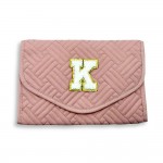 Wholesale quilted Foldable Jewelry Organizer Chenille Initial Glitter Patch Snap