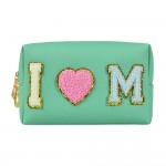 'I Heart Mom' Chenille Patch Pouch

- Full Zipper Closure
- Waterproof Liner 
- Approximately 6.5"W X 4.5"T X 2"D
