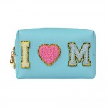 'I Heart Mom' Chenille Patch Pouch

- Full Zipper Closure
- Waterproof Liner 
- Approximately 6.5"W X 4.5"T X 2"D
