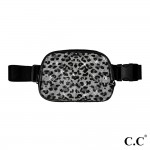 C.C BGS4367
Animal Print Rhinestone Fanny Pack

- Full Zipper Closure
- 3 Internal Mesh Pockets
- Hidden Back Zipper Pocket
- Approximately 9"W X 6"T X 2"D
- Adjustable 25-46"L
- 100% PU