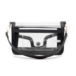 Wholesale clear Vegan Leather Crossbody Wristlet Clutch Magnetic Button Closure