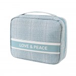 Wholesale lOVE PEACE Woven Makeup Bag Handle Full Zipper Closer Lined Body Inte