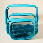 Wholesale set Four Clear Travel Makeup Pouches Nylon Walls Zip Closures Small Po