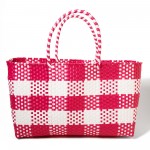 Wholesale recycled PVC Handwoven Tote Basket Bag W T D Handle L PVC