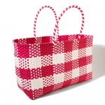 Wholesale recycled PVC Handwoven Tote Basket Bag W T D Handle L PVC