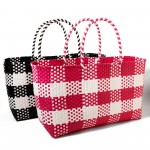 Wholesale recycled PVC Handwoven Tote Basket Bag W T D Handle L PVC