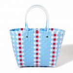 Checkered Handwoven Tote Basket Bag 

- Approximately 9" W X 9" T X 6" D
- Handle 5" L
- 100% PVC