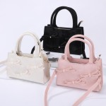 Wholesale faux Suede Bow Cross Body Tote Bag Full Zip Closure Lined Body One Ope