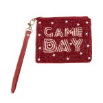 Wholesale seed Bead Sequin GAME DAY Wristlet Lined Interior Full Zipper Closure