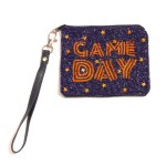 Wholesale seed Bead Sequin GAME DAY Wristlet Lined Interior Full Zipper Closure