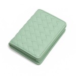Wholesale vegan Leather Woven Bifold Wallet One Open Inner Pocket Three Card Hol