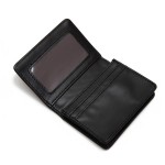 Wholesale vegan Leather Woven Bifold Wallet One Open Inner Pocket Three Card Hol