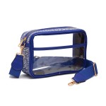 Wholesale clear PU Cross Body Bag Rhinestone Studded Vegan Leather Walls Trim Zi