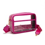Wholesale clear PU Cross Body Bag Rhinestone Studded Vegan Leather Walls Trim Zi