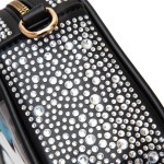 Wholesale clear PU Cross Body Bag Rhinestone Studded Vegan Leather Walls Trim Zi