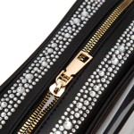 Wholesale clear PU Cross Body Bag Rhinestone Studded Vegan Leather Walls Trim Zi