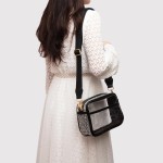 Wholesale clear PU Cross Body Bag Rhinestone Studded Vegan Leather Walls Trim Zi