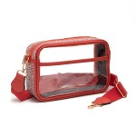 Wholesale clear PU Cross Body Bag Rhinestone Studded Vegan Leather Walls Trim Zi