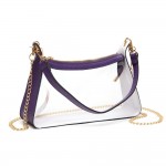 Wholesale clear PU Vegan Leather Cross Body Tote Bag Detachable Chain Strap Zip