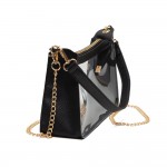 Wholesale clear PU Vegan Leather Cross Body Tote Bag Detachable Chain Strap Zip