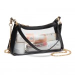 Wholesale clear PU Vegan Leather Cross Body Tote Bag Detachable Chain Strap Zip