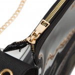 Wholesale clear PU Vegan Leather Cross Body Tote Bag Detachable Chain Strap Zip