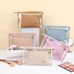 Wholesale clear Makeup Bag Inner Removable PU Puffer Makeup Pouch Clear Bag Zip