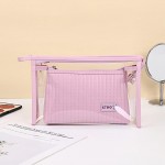Wholesale clear Makeup Bag Inner Removable PU Puffer Makeup Pouch Clear Bag Zip