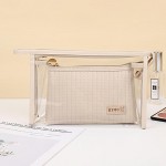 Wholesale clear Makeup Bag Inner Removable PU Puffer Makeup Pouch Clear Bag Zip