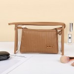 Wholesale clear Makeup Bag Inner Removable PU Puffer Makeup Pouch Clear Bag Zip