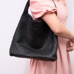 Wholesale vegan Leather Basket Weave Tote Bag Removable Base Wristlet Main Bag S