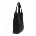 Wholesale vegan Leather Basket Weave Tote Bag Removable Base Wristlet Main Bag D