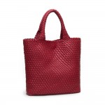 Wholesale vegan Leather Basket Weave Tote Bag Removable Base Wristlet Main Bag D