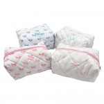 Wholesale quilted Puffer Bow Print Makeup Pouch Zip Closure Plaid Lined Inside L