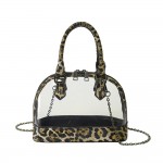 Wholesale clear Tote Bag Leopard Print Trim Removable Cross Body Chain Link Stra