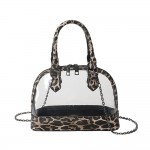 Wholesale clear Tote Bag Leopard Print Trim Removable Cross Body Chain Link Stra
