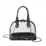 Wholesale clear Tote Bag Leopard Print Trim Removable Cross Body Chain Link Stra
