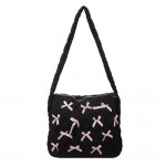 Wholesale quilted Nylon Cross Body Bag Bow Details Full Zipper Closure Lined Bod