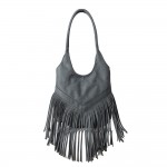 Wholesale vegan Suede Tassel Fringe Tote Bag Chevron Stitched Detail Magnetic Sn