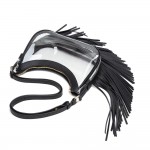 Wholesale clear Crossbody Bag Vegan Leather Trim Fringe Zip Closure Adjustable S