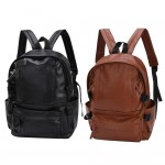 Wholesale vegan Leather Backpack Full Zip Closure Front Zipper Pockets Open Side