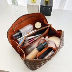 Wholesale vegan Leather Diamond Checker Travel Makeup Bag Full Zipper Closure In