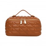 Wholesale quilted Vegan Leather Travel Makeup Bag Full Zipper Closure Internal S