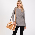 Wholesale faux Suede Cross Body Tote Bag Sherpa Lined Edges Full Zip Closure Lin