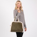 Wholesale faux Suede Cross Body Tote Bag Sherpa Lined Edges Full Zip Closure Lin