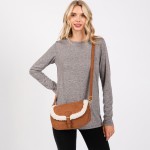 Wholesale velvet Cross Body Bag Sherpa Detail Buckle Closure Magnetic Buckle Clo