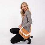 Wholesale velvet Cross Body Bag Sherpa Detail Buckle Closure Magnetic Buckle Clo