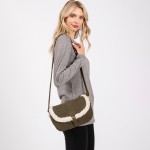 Wholesale faux Suede Cross Body Bag Sherpa Detail Buckle Closure Magnetic Buckle